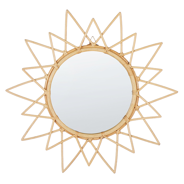 Runder Spiegel mit Rahmen im Sonnen-Design
