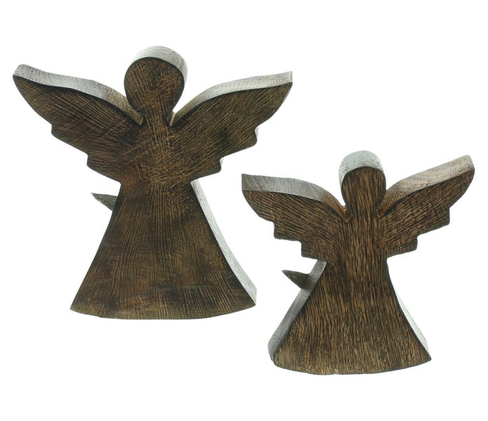 Zwei Holzengel-Figuren für die Dekoration