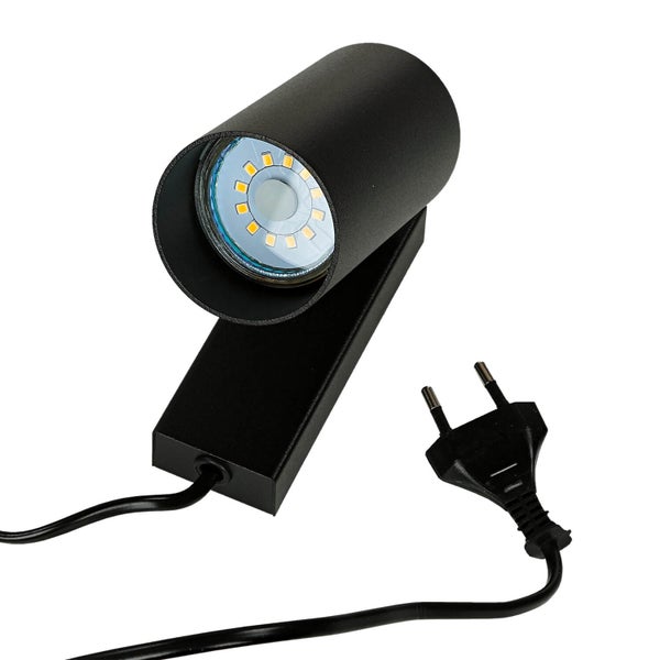 Schwarze LED-Wandleuchte mit Stecker