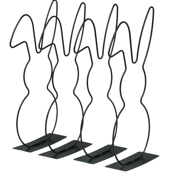 Dekorative Hasenfiguren aus Metall, vier Stück