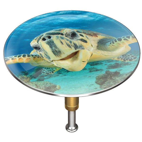 M. ROSENFELD HOME Badewannenstöpsel mit Motiv Schildkröte - Turtle - Stöpsel Badewanne 72mm Universal Badewannenstöpsel aus Messing mit Doppel Dichtung