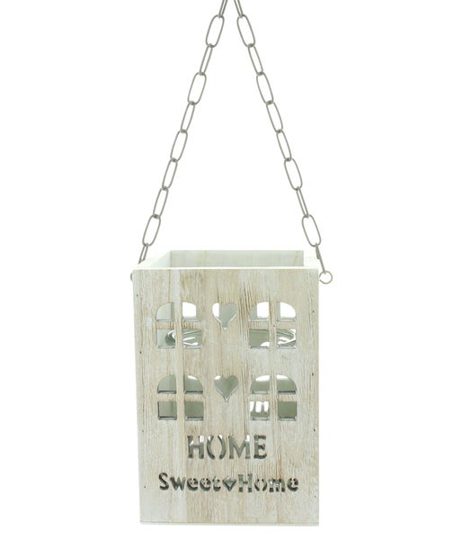 FRANK FLECHTWAREN | Laterne Sweet Home, PAULOWNIA, GLAS, METALL, 12 x 12 x 18 cm, Glas Ø 10 x 12 cm