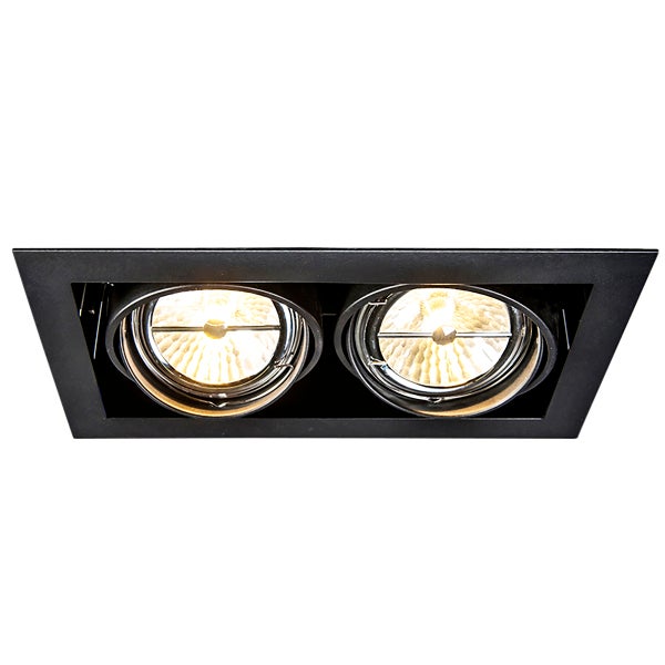 Einbaustrahler 2-flammig, schwenkbar, schwarz, rechteckig