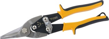 Tifond Blechschere mit ergonomischen Griffen und Sicherheitsverschluss für präzise Metallschnitte.