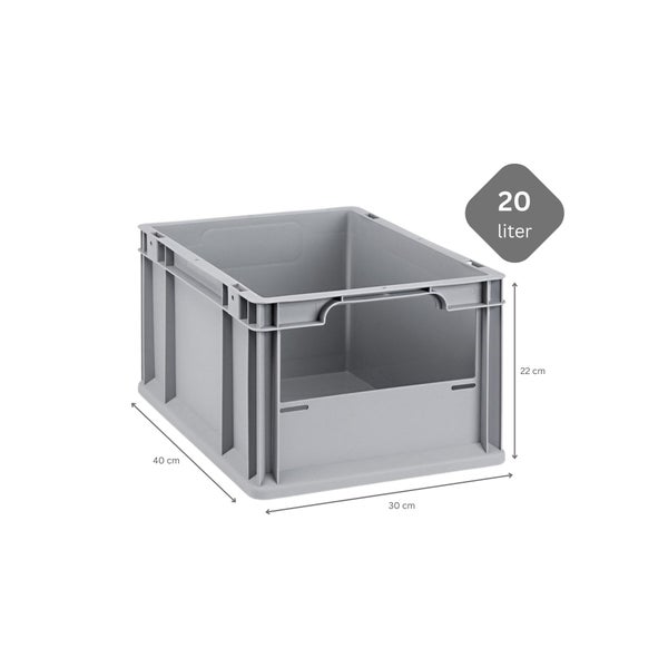 PROREGAL Eurobox NextGen Insight HxBxT 22 x 30 x 40 cm 20 Liter Front Offen Eurobehälter Transportbox