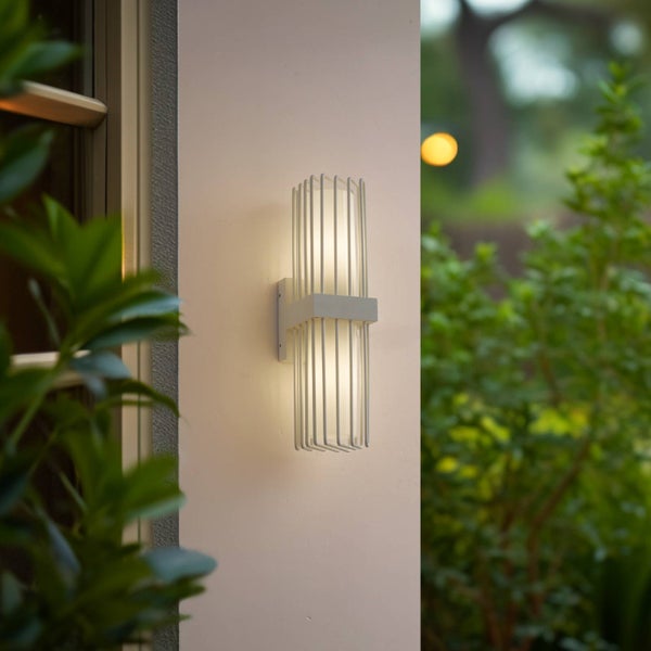 Lucande Wandleuchte außen Chandan (spritzwassergeschützt (Modern) in Weiß aus Aluminium (2 flammig, E27) - Außenwandleuchten Wandlampe Led Außenlampe Outdoor für Außenwand/Hauswand Haus