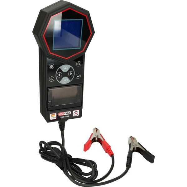 Batterietester mit Bildschirm und Klemmen