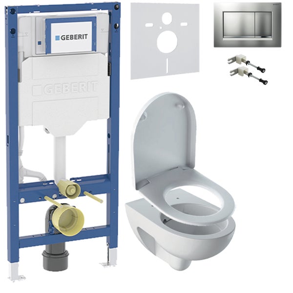 Geberit Duofix Vorwandelement mit Betätigungsplatte und Wand-WC