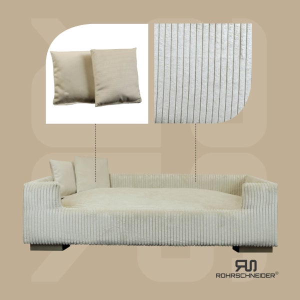 Rohrschneider Hundesofa gepolstert Cord breit beige