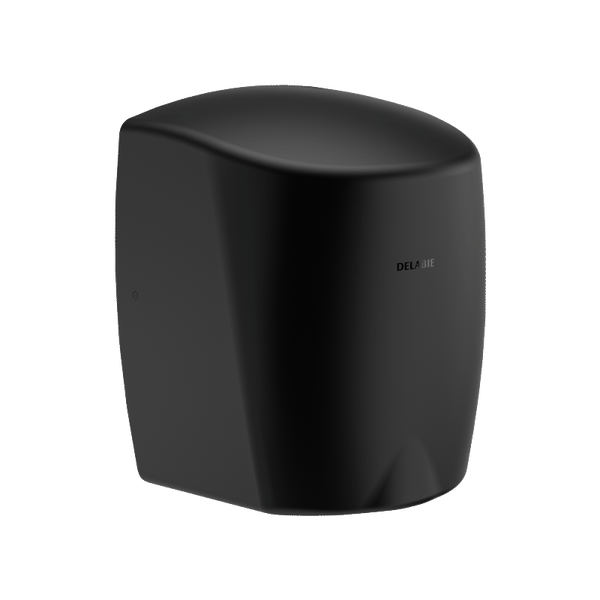 Elektrischer Händetrockner DELABIE, wandmontiert, matt schwarz.