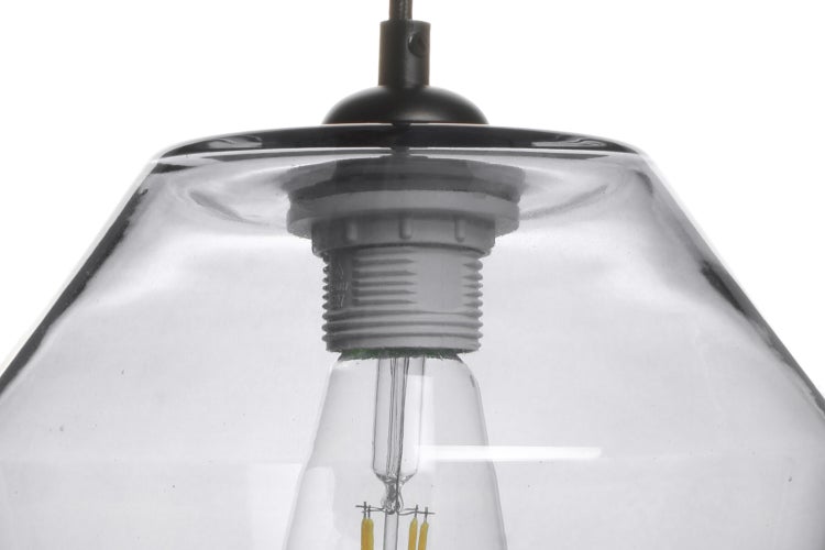 Design Glas Pendelleuchte Grau, Hängelampe Glaskugel 30 cm | Wohnzimmer Esszimmer Leuchte
