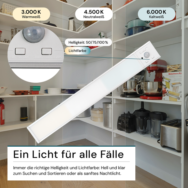 LED-Leuchte mit einstellbarer Helligkeit und Farbtemperatur im Vorratsschrank