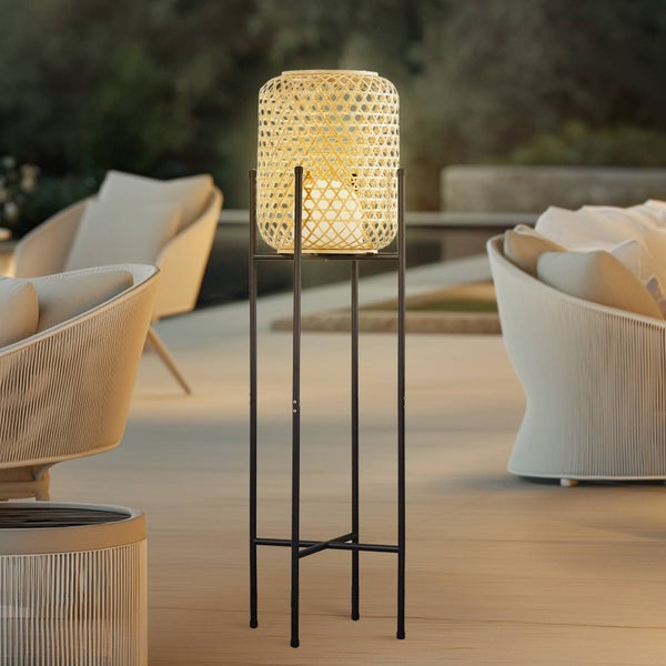 Lucande LED Adebi ( Touchdimmer) dimmbar (spritzwassergeschützt (Landhaus, Vintage Rustikal) in Schwarz aus Aluminium (1 flammig ) Touch Lampe