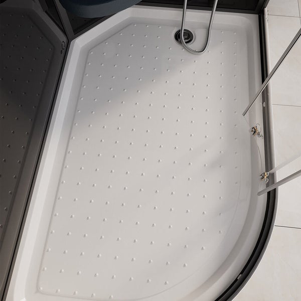 Home Deluxe - Dampfdusche BLACK PEARL - Maße 120 x 80 cm Links - inkl. Dampffunktion, Regendusche, Radio und Zubehör I Fertigdusche, Dusche, Duschtempel