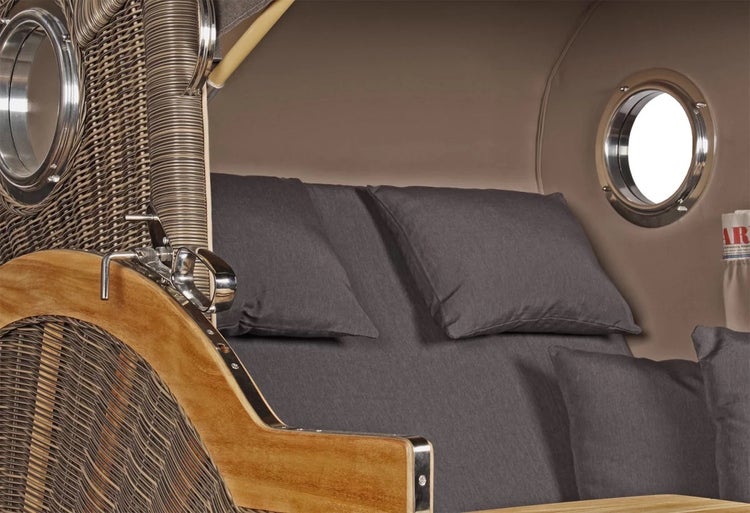 Strandkorb Rantum Grande Teak PE grey Dessin 551