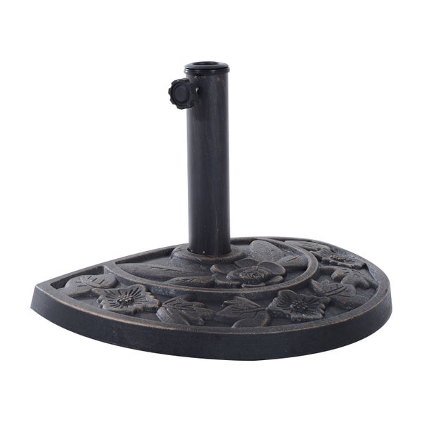 Outsunny Sonnenschirmständer aus Edelstahl Schirmständer mit Griffe, halbrund Schirmhalter, Schirmgewichtfür Sonnenschirm Ø3,8-Ø4,8 cm, für Balkon, Terasse, Garten, Bronze