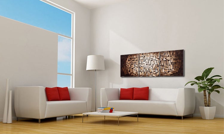 Das Wandbild -Golden Deep- 180x60x2 cm handgemaltes Unikat