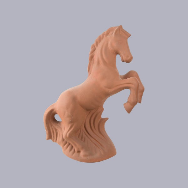 Dekorative Gartenfigur steigendes Pferd aus Terrakotta