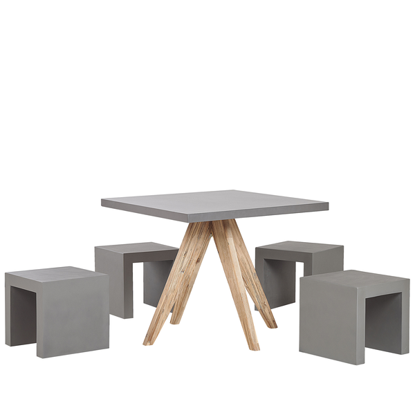 Gartenmöbel Set mit Hockern 4-Sitzer OLBIA/TARANTO Beton Grau
