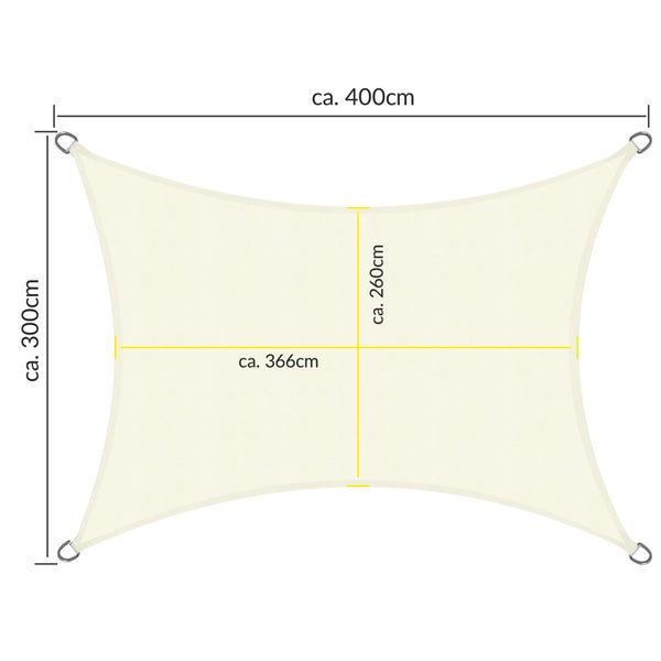 SolVision PS9 Sonnensegel 300x400cm rechteckig Creme PE
