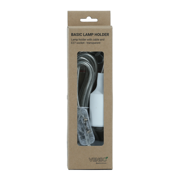 Parus by Venso E27 Lampenfassung 4m Kabel Transparent, Eurostecker, Venso Ecosolutions Lampenfassung E27 mit Kabel für E27 LED Lampe, Bulb Holder, Kabel für Lampe, Fassung E27
