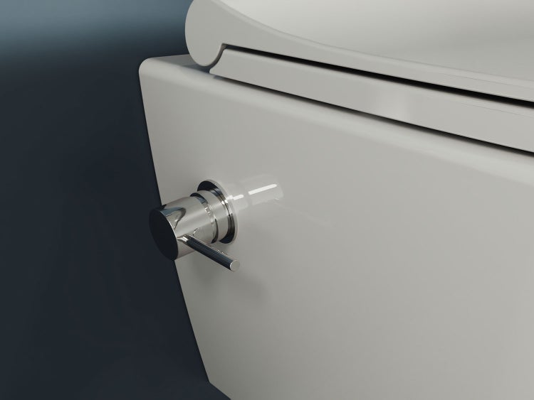 Aqua Bagno Mestola Hänge-Dusch-WC – Spülrandlos mit Taharet-Funktion & Softclose WC-Sitz – Weiß – S.9856.9861