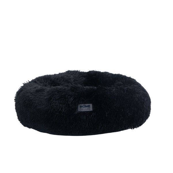 Home Deluxe - Haustierbett MUFFIN - Maße: 120 x 120 x 22 cm, Farbe: Schwarz, inkl. Tierdecke, Baumwollfüllung, waschbarer Bezug, Rutsch- & Wasserfest I Hundebett Hundekissen Bett für Katzen