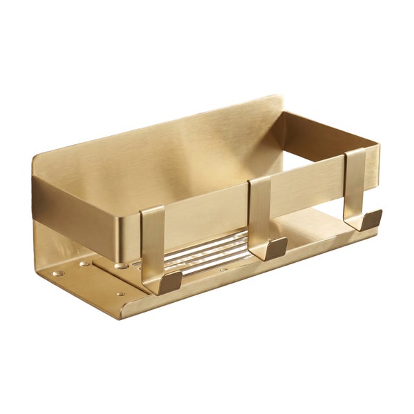 Duschablage aus Metall zur Wandmontage mit integrierten Haken für Badezimmeraccessoires