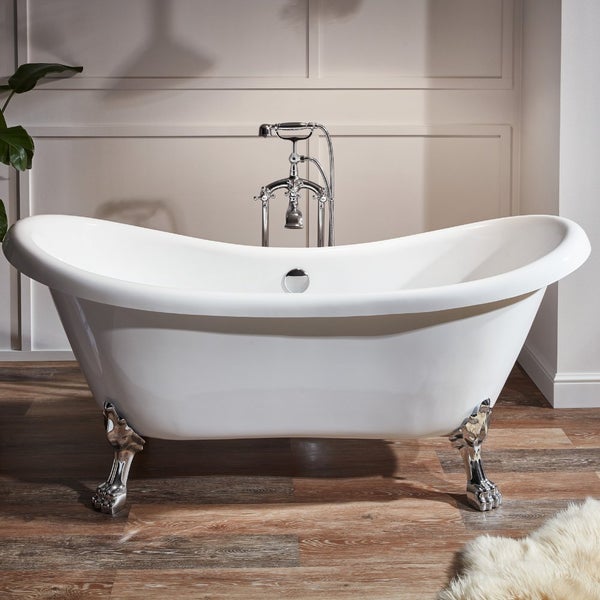 Home Deluxe - Design Standarmatur - Retro - Höhe: 100 cm, inkl. Handbrause I freistehende Armatur Wannenbrause Wanneneinlass
