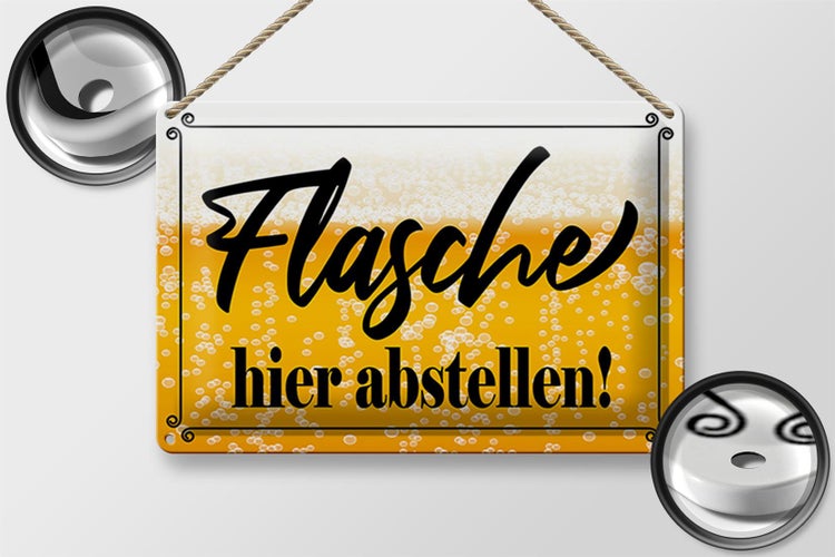 Blechschild Spruch 30x20cm Flasche hier abstellen Bier