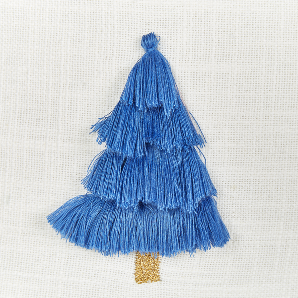 Weihnachtsbaum Applikation aus Quasten auf Stoff