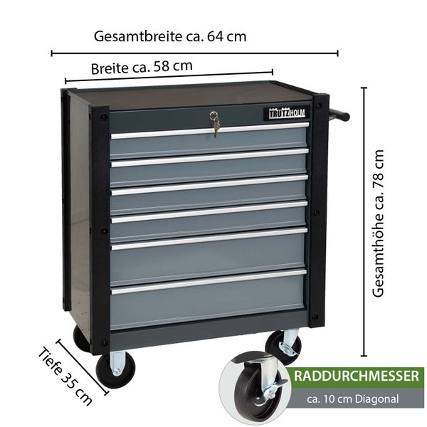 Werkzeugwagen mit fünf Schubladen und TrutzHolm Logo
