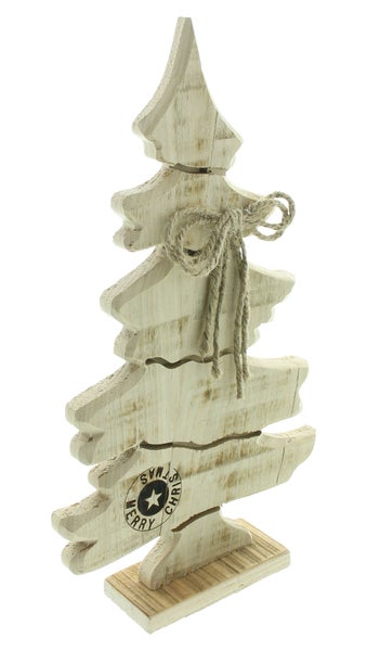 FRANK FLECHTWAREN | Holzdeko Branded Tree, 21 x 5,5 x 37 cm , TANNE, PAPPEL, JUTE,