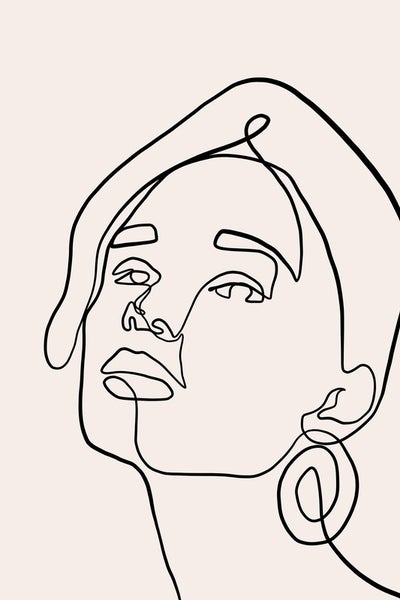 Schwarz-weiße Strichzeichnung einer Frau