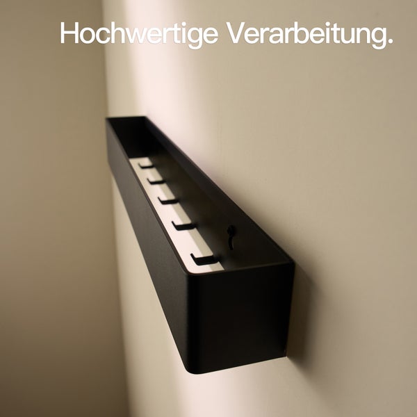 Designfabrik Hamburg Garderobe mit versteckten Haken  |  Wandgarderobe Schwarz 57 cm