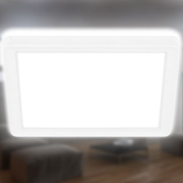 Quadratisches weißes LED-Panel, flache Deckenleuchte für Innenräume.