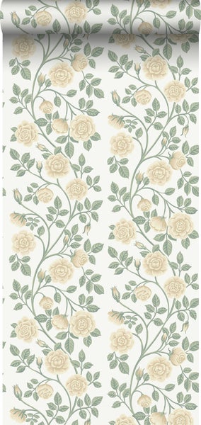 Borastapeter Tapete Blumen Grün und Beige - 53 cm x 10.05 m - 662684