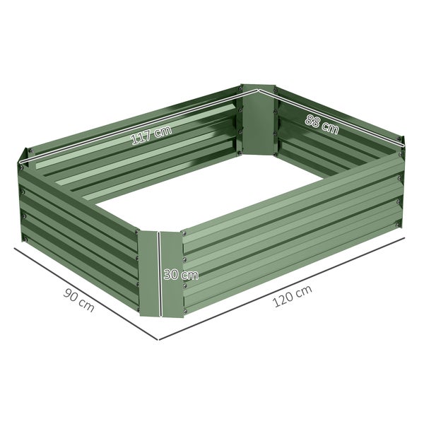 Outsunny Hochbeet aus Stahl, Pflanzbeet Frühbeet Gartenbeet Blumenkasten stapelbar, Pflanzkasten Gemüsebeet 120x90x30cm für Garten Balkon, Pflanzkübel für Blumen, Pflanzen, Gemüse
