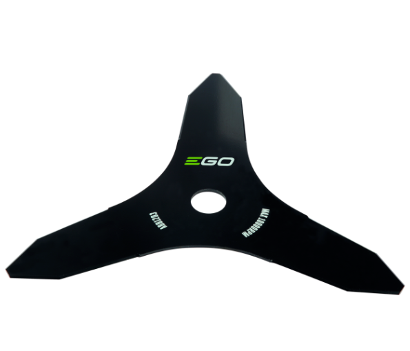 EGO 3-Zahn-Dickichtmesser aus Metall für Freischneider, maximal 10000 Umdrehungen pro Minute.