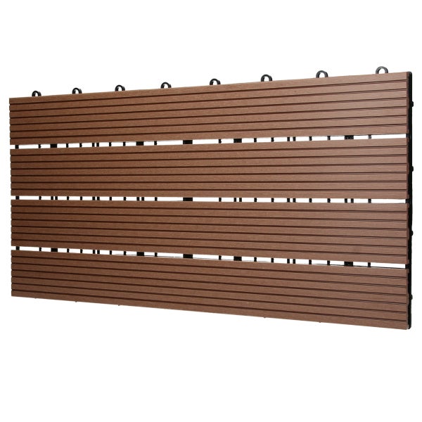 ECD Germany WPC Terrassenfliesen 60x30 cm 24er Spar Set für 4m² Hellbraun in Holzoptik für Garten Balkon Bodenbelag mit Drainage und Klicksystem Terrassendielen Balkonfliesen Klickfliesen Holzfliesen