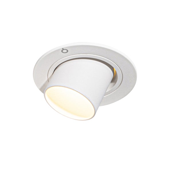 Weißer runder LED Einbaustrahler mit schwenkbarem Zylinderkopf