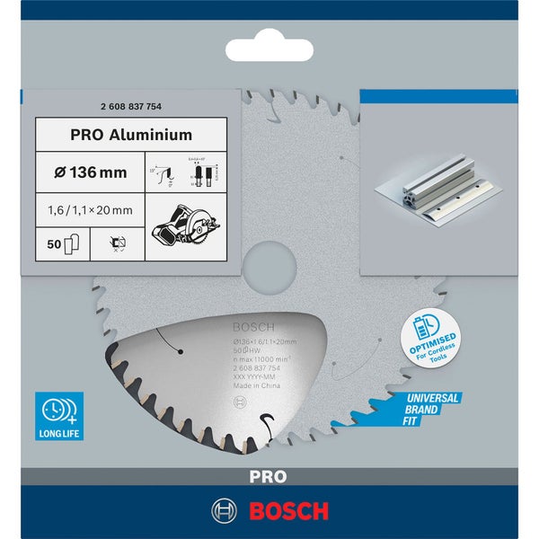 Bosch Kreissägeblatt Pro Aluminium, 136 Millimeter Durchmesser