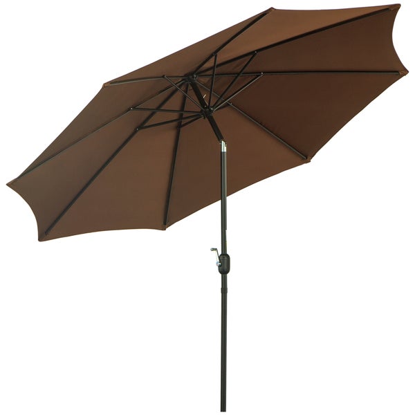 Outsunny Sonnenschirm Knickschirm Gartenschirm Marktschirm mit Handkurbel Stahl 180/m² Polyester Braun Ø2,95 x 2,5 m