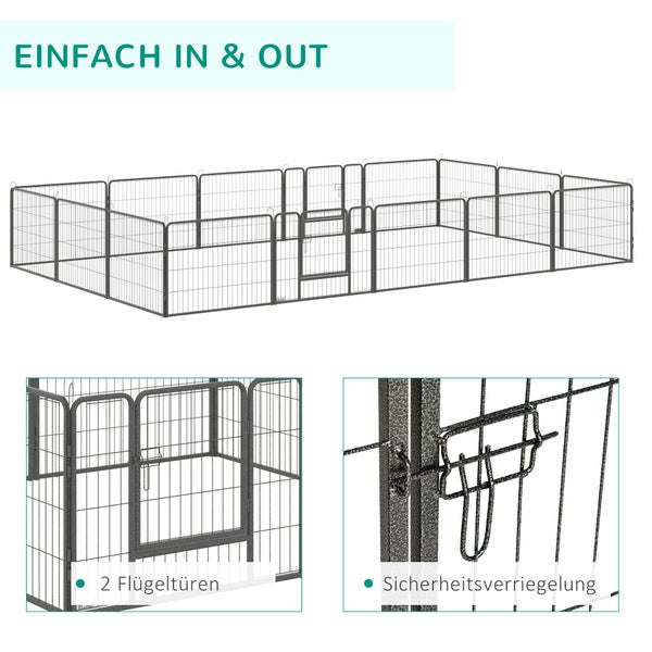 PawHut Freilaufgehege, 80L x 1,5B x 60H cm, Stahl, Grau