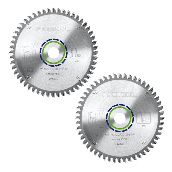 Festool Spezial Kreissägeblatt Set 2x HW 160 x 20 x 2,2 mm TF52  ( 2x 496306 ) 160 mm 52 Zähne