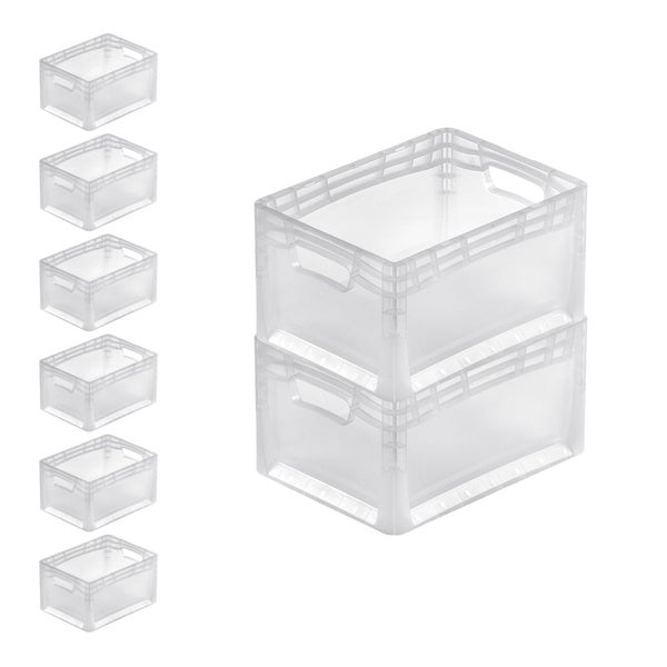 PROREGAL SuperSparSet 8x Transparenter Eurobehälter LightLine mit Offenem Griff HxBxT 22 x 30 x 40 cm 2,4 Liter Eurobox Transportbox