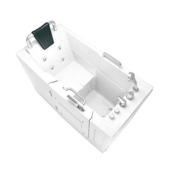 Begehbare Badewanne mit Tür, Armaturen, Kopfstütze und Haltegriffen