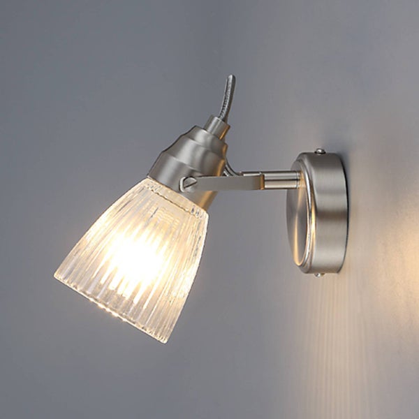 Lindby Wandleuchte, Wandlampe Bad Kara (spritzwassergeschützt (Modern) in Alu aus Glas (1 flammig G9) - Wandleuchten Spiegelleuchte Badezimmer Wandbeleuchtung Badezimmerleuchte