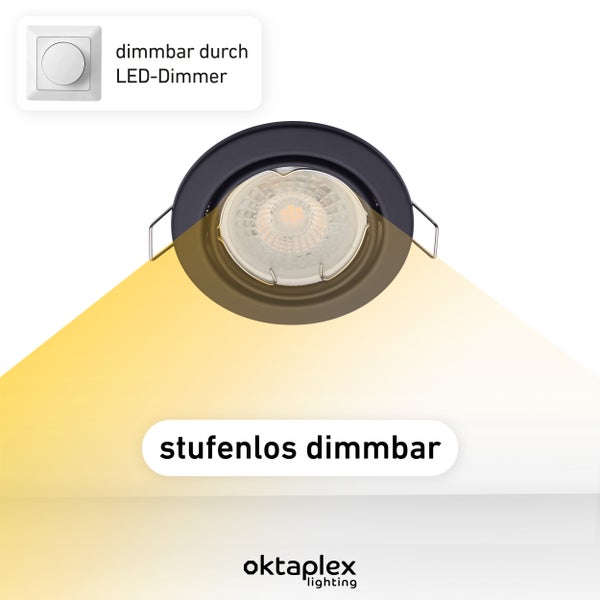 Einbaustrahler dimmbar 5W 3000K LED Modul Dijon 3x Schwarz Schwenkbar 110° 68mm für Wohnzimmer Deckenmontage Lichtspots Kabelgebunden