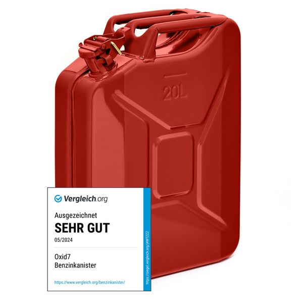 Metallkanister mit 20 Liter Fassungsvermögen, geprüft durch den TÜV Rheinland